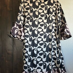 FARM Rio - Anthropologie Black and Cream Graphic Midi Dress XS - NWT